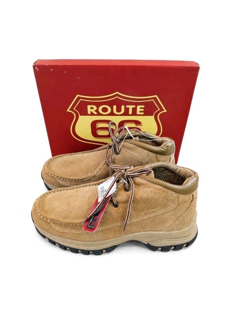 Vintage 90s Route 66 Tan Suede Chukka Boots Mens Size 9 NOS Outdoor Lug Sole